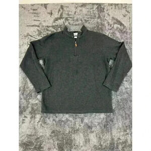 Mizzen + Main Quarter Zip Wool Cotton Blend Long Sleeve Gray Men's L Sweater